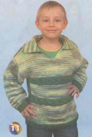 Детский пуловер с горизонтальными косами